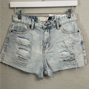 Rebels Light Blue Distressed Jean Shorts
